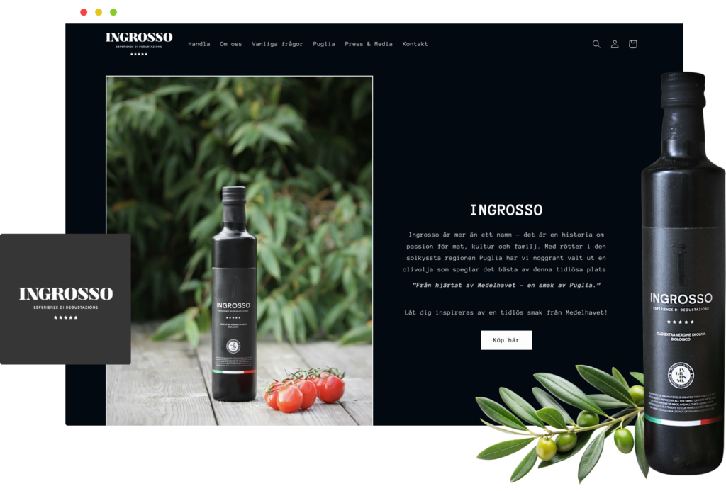 Ingrosso olivolja e-handel usercase shopify